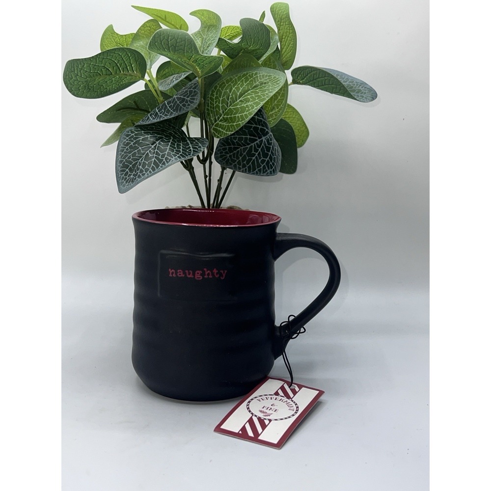 Peppermint And Pine Black "Naughty" Mug‎